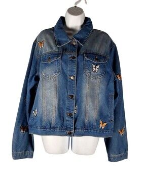 Between us   butterfly denim jacket